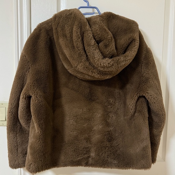 Brown Zara Faux Fur Hooded Jacket medium - Picture 3 of 5
